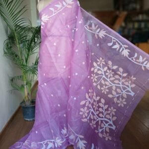 Hand Jamdani in Mulberry Silk with Floral Motifs – (SJMS0021)