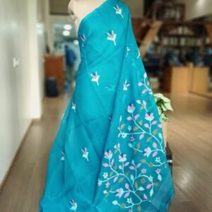Hand Jamdani in Mulberry Silk with Floral Motifs – (SJMS0016)