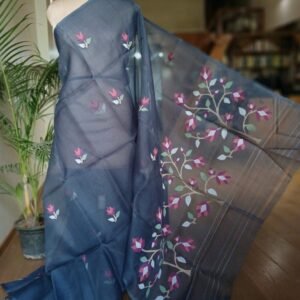 Hand Jamdani in Mulberry Silk with Floral Motifs – (SJMS0013)