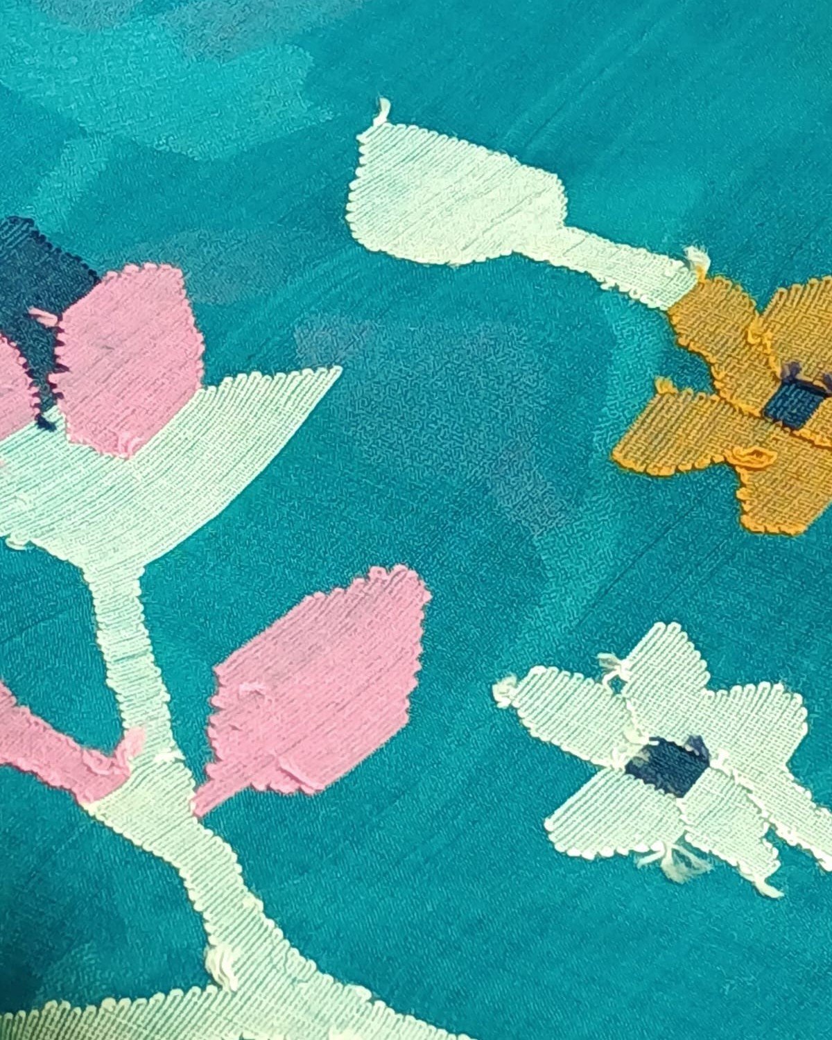 Hand Jamdani in Mulberry Silk with Floral Motifs – (SJMS0016) - Image 5