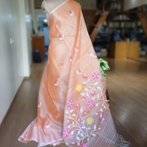Hand Jamdani in Mulberry Silk with Floral Motifs – (SJMS0017)