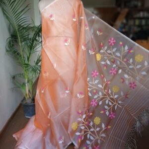 Hand Jamdani in Mulberry Silk with Floral Motifs  – (SJMS0017)