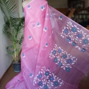 Hand Jamdani in Mulberry Silk with Floral Motifs  – (SJMS0022)