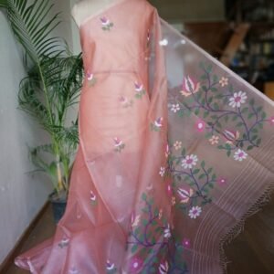Hand Jamdani in Mulberry Silk with Floral Motifs  – (SJMS0024)