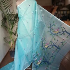Hand Jamdani in Mulberry Silk with Bird Motifs – (SJMS0011)