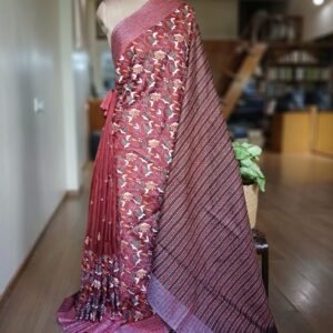 Hand Embroidered Santiniketan Kantha Saree - (SNBK0033)
