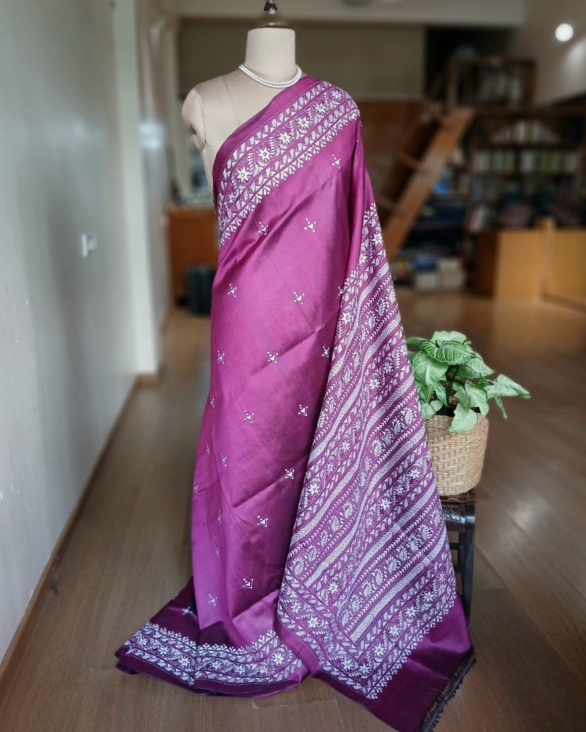 Hand Embroidered Santiniketan Kantha Saree - (SNBK0026)