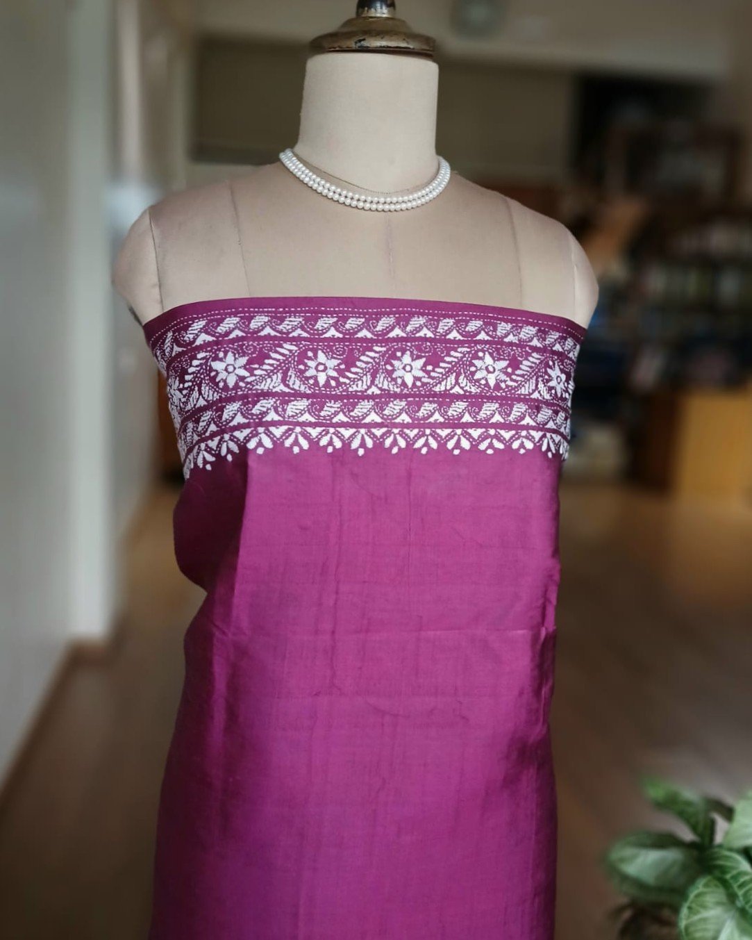 Hand Embroidered Santiniketan Kantha Saree - (SNBK0026) - Image 10