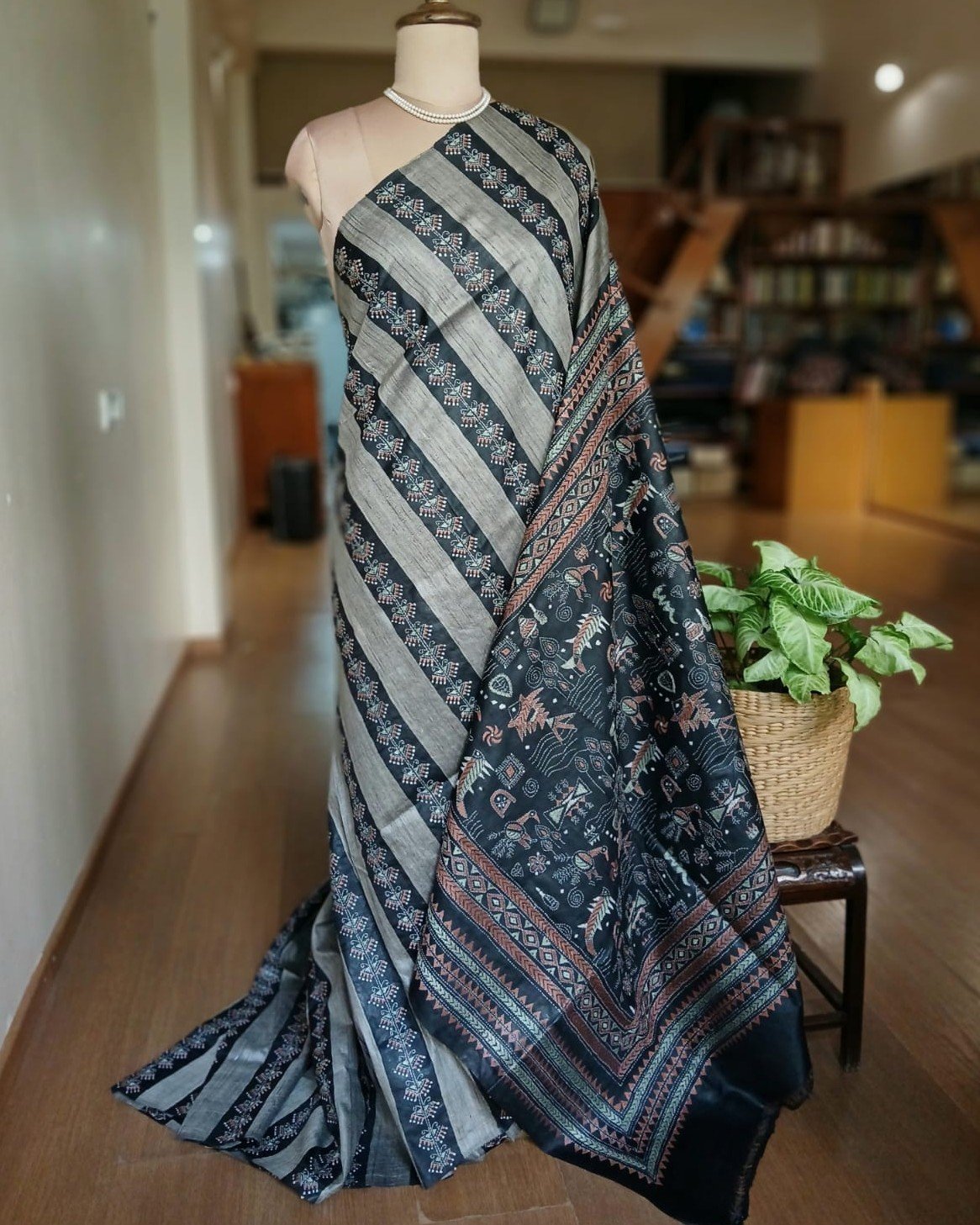 Hand Embroidered Santiniketan Kantha Saree - (SNBK0028)
