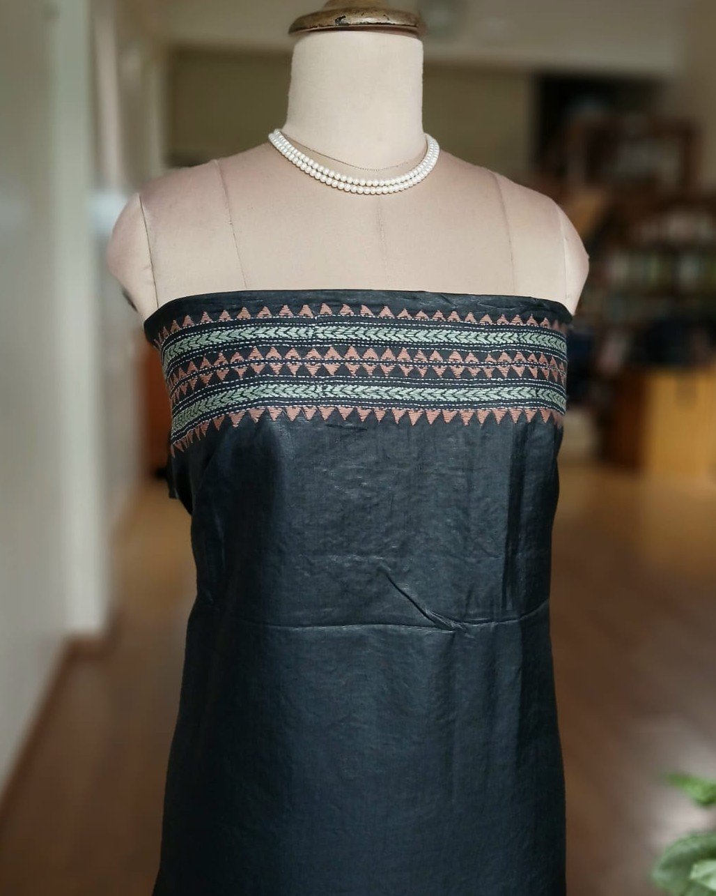 Hand Embroidered Santiniketan Kantha Saree - (SNBK0028) - Image 10