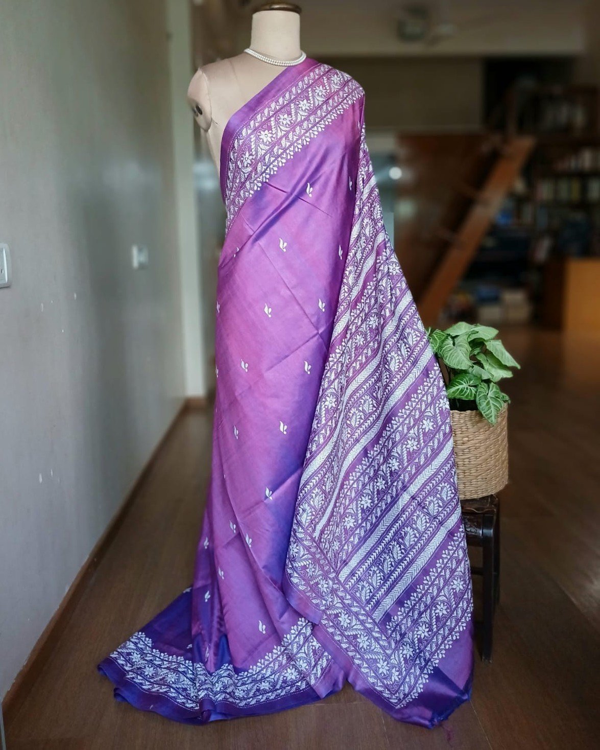Hand Embroidered Santiniketan Kantha Saree - (SNBK0030)