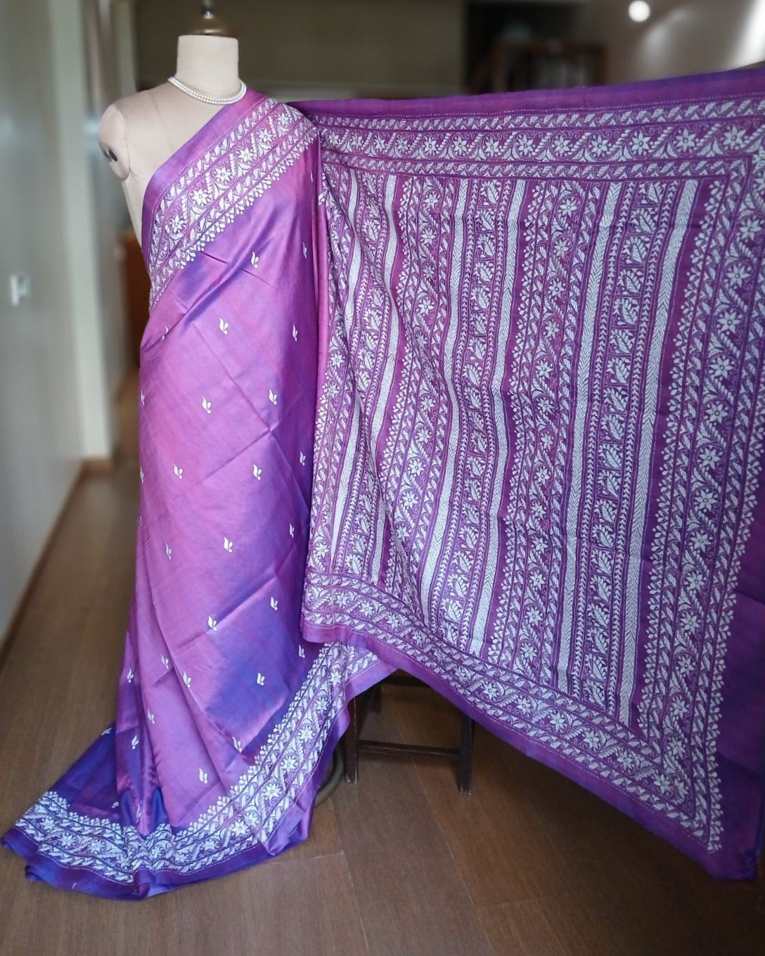 Hand Embroidered Santiniketan Kantha Saree - (SNBK0030) - Image 2