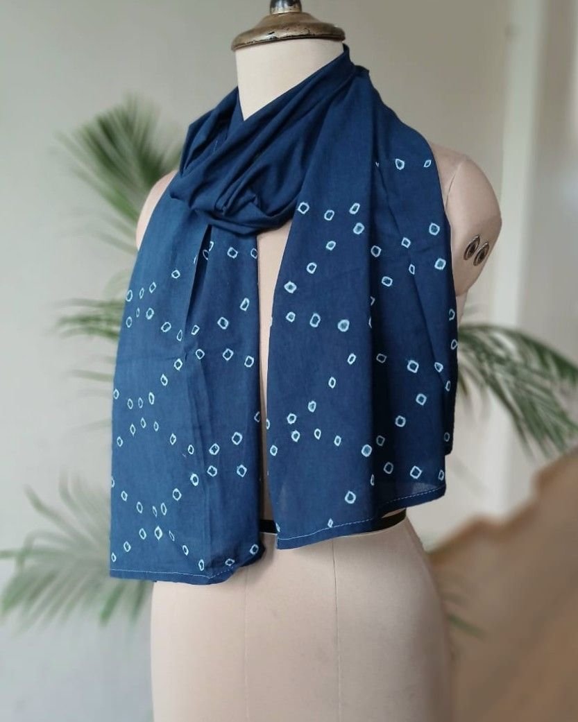 Madurai Sungudi Hand Knotted Cotton Stole - (MHKS0001)