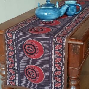 Embroidered Ajrakh Table Runner in Natural Dyes – (EATR0032)