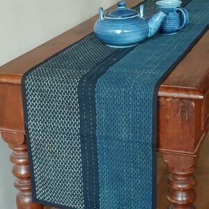 Embroidered Ajrakh Table Runner in Natural Dyes – (EATR0040)