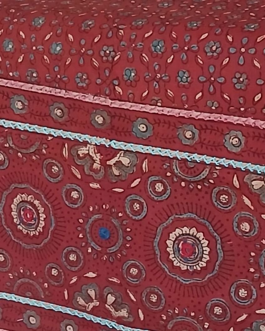 Embroidered Ajrakh Table Runner in Natural Dyes – (EATR0027) - Image 2