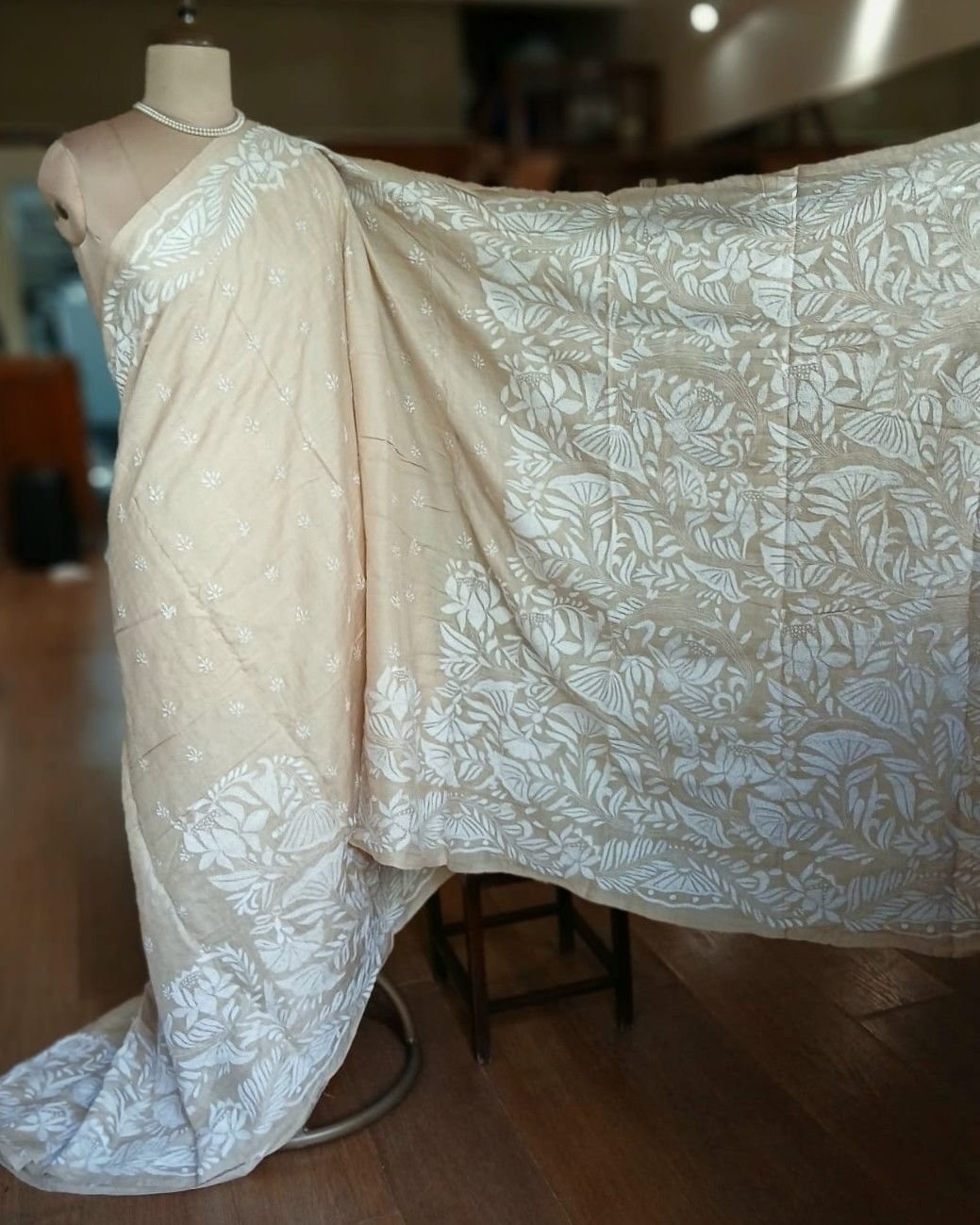 PadmaShree Takdira Begum’s Tussar Silk Kantha Saree – (TSKS0031) - Image 4