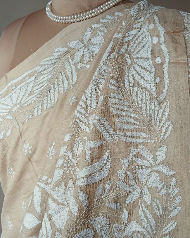 PadmaShree Takdira Begum’s Tussar Silk Kantha Saree – (TSKS0031) - Image 7