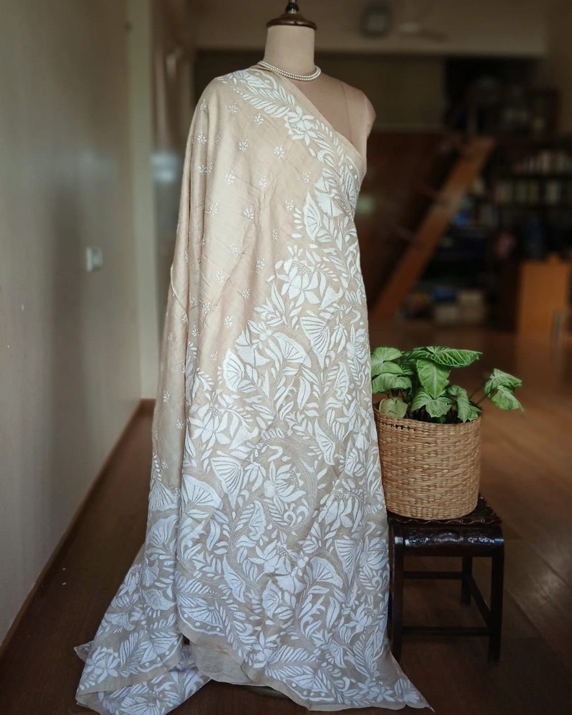 PadmaShree Takdira Begum’s Tussar Silk Kantha Saree – (TSKS0031) - Image 9