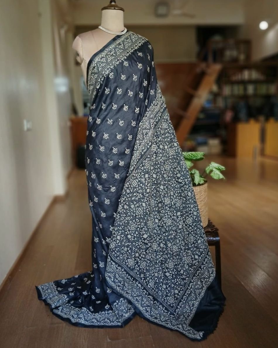 PadmaShree Takdira Begum’s Tussar Silk Kantha Saree – (TSKS0032)