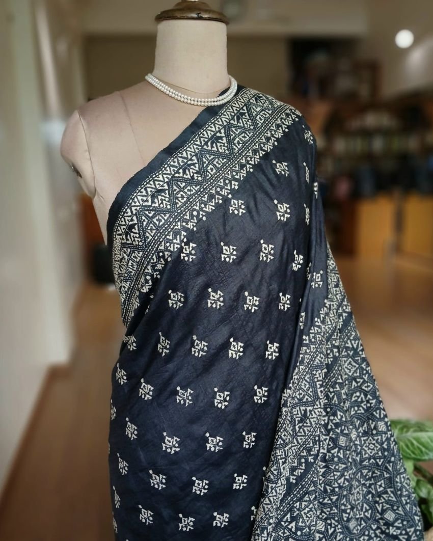 PadmaShree Takdira Begum’s Tussar Silk Kantha Saree – (TSKS0032) - Image 2