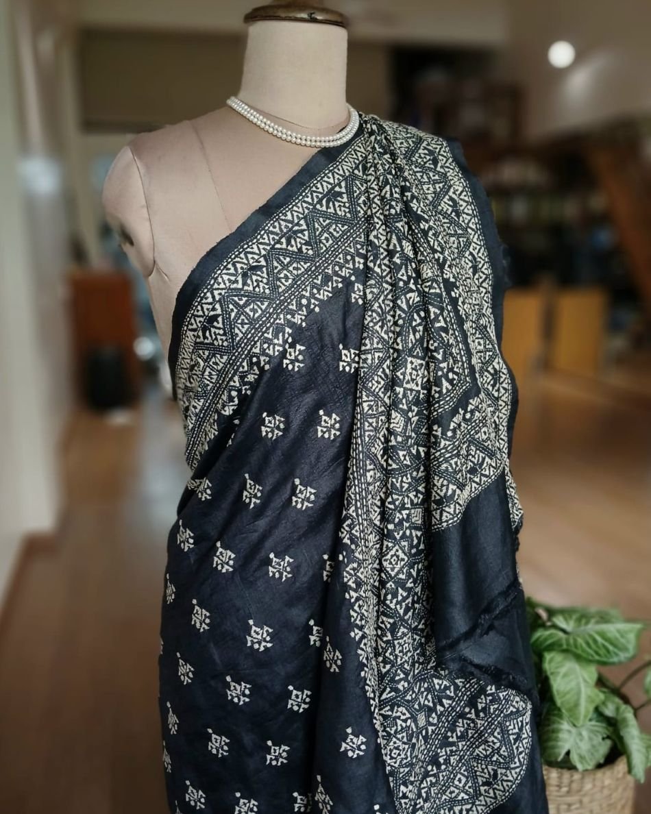 PadmaShree Takdira Begum’s Tussar Silk Kantha Saree – (TSKS0032) - Image 6