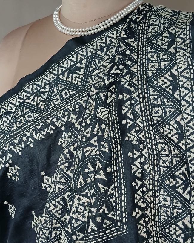PadmaShree Takdira Begum’s Tussar Silk Kantha Saree – (TSKS0032) - Image 7
