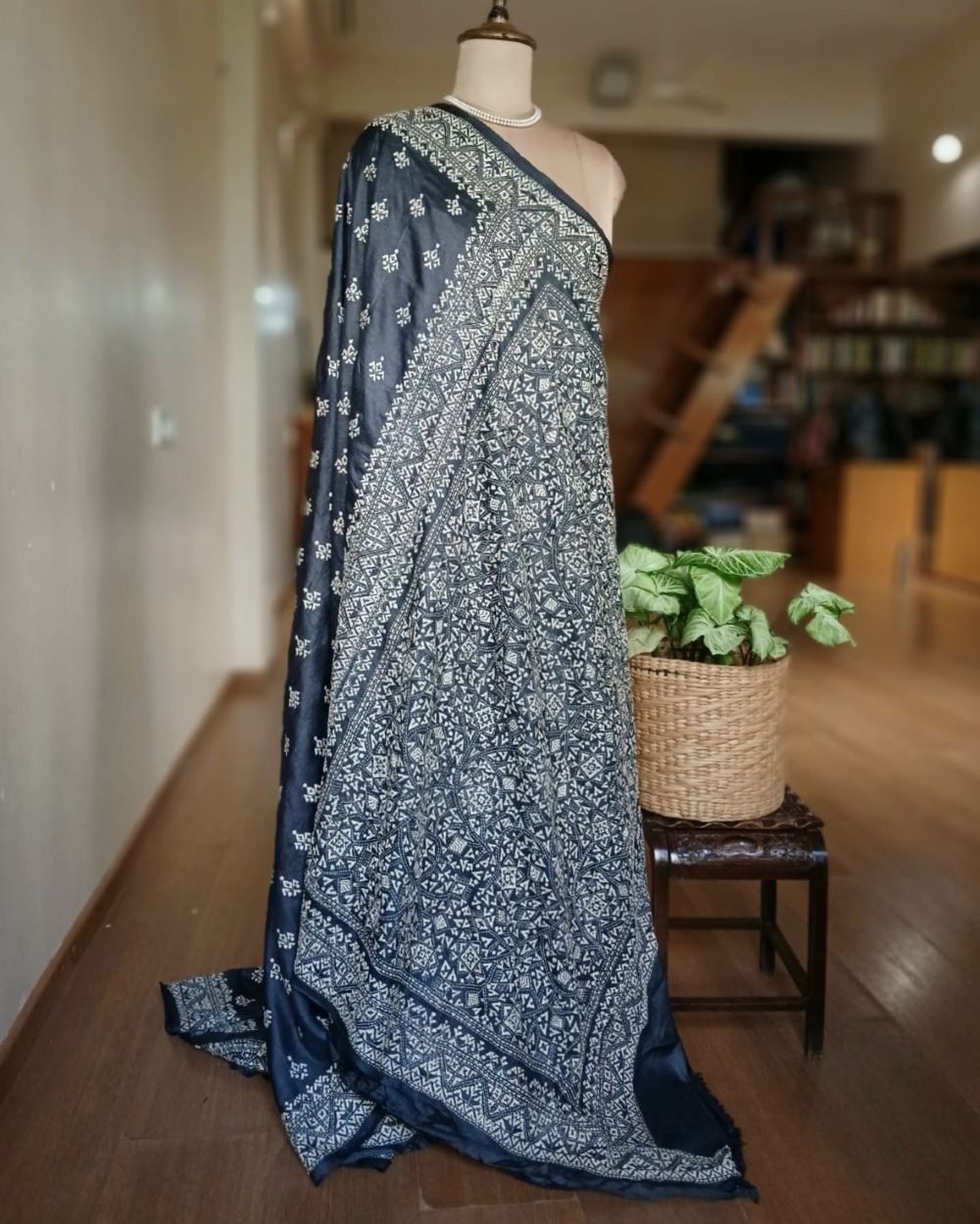 PadmaShree Takdira Begum’s Tussar Silk Kantha Saree – (TSKS0032) - Image 9
