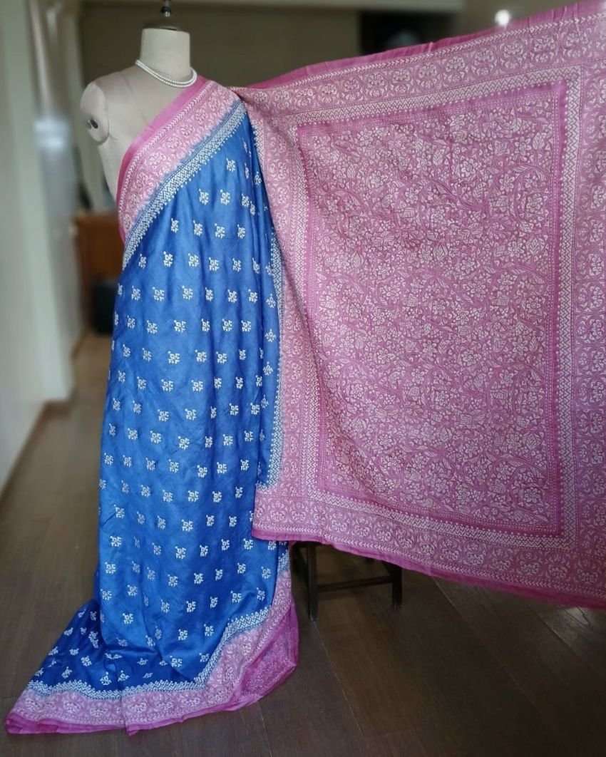 PadmaShree Takdira Begum’s Tussar Silk Kantha Saree – (TSKS0033) - Image 4
