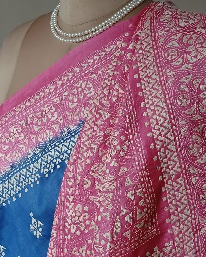 PadmaShree Takdira Begum’s Tussar Silk Kantha Saree – (TSKS0033) - Image 7