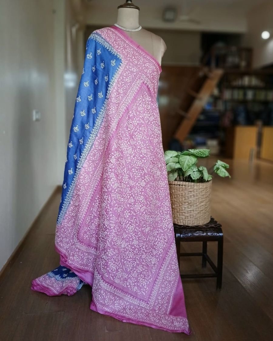 PadmaShree Takdira Begum’s Tussar Silk Kantha Saree – (TSKS0033) - Image 9