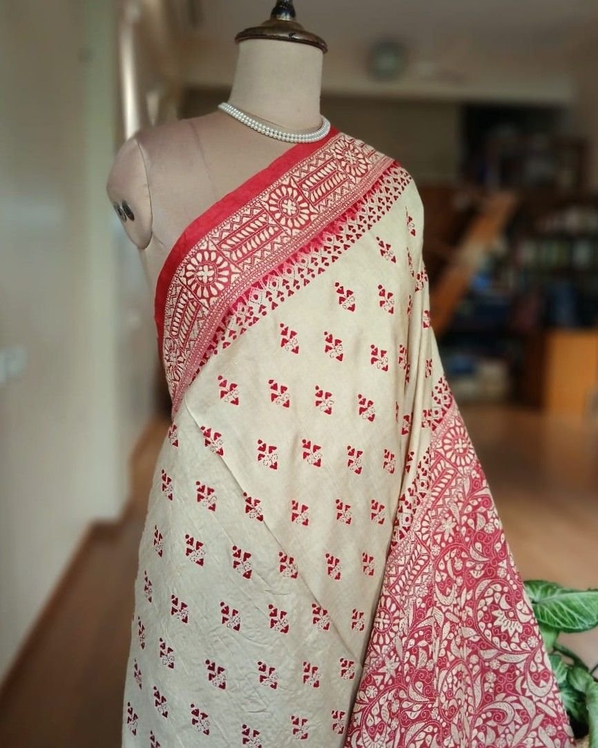PadmaShree Takdira Begum’s Tussar Silk Kantha Saree – (TSKS0034) - Image 2