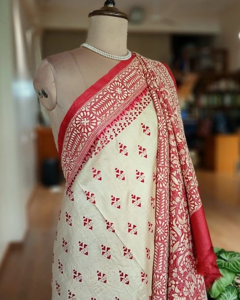 PadmaShree Takdira Begum’s Tussar Silk Kantha Saree – (TSKS0034) - Image 6