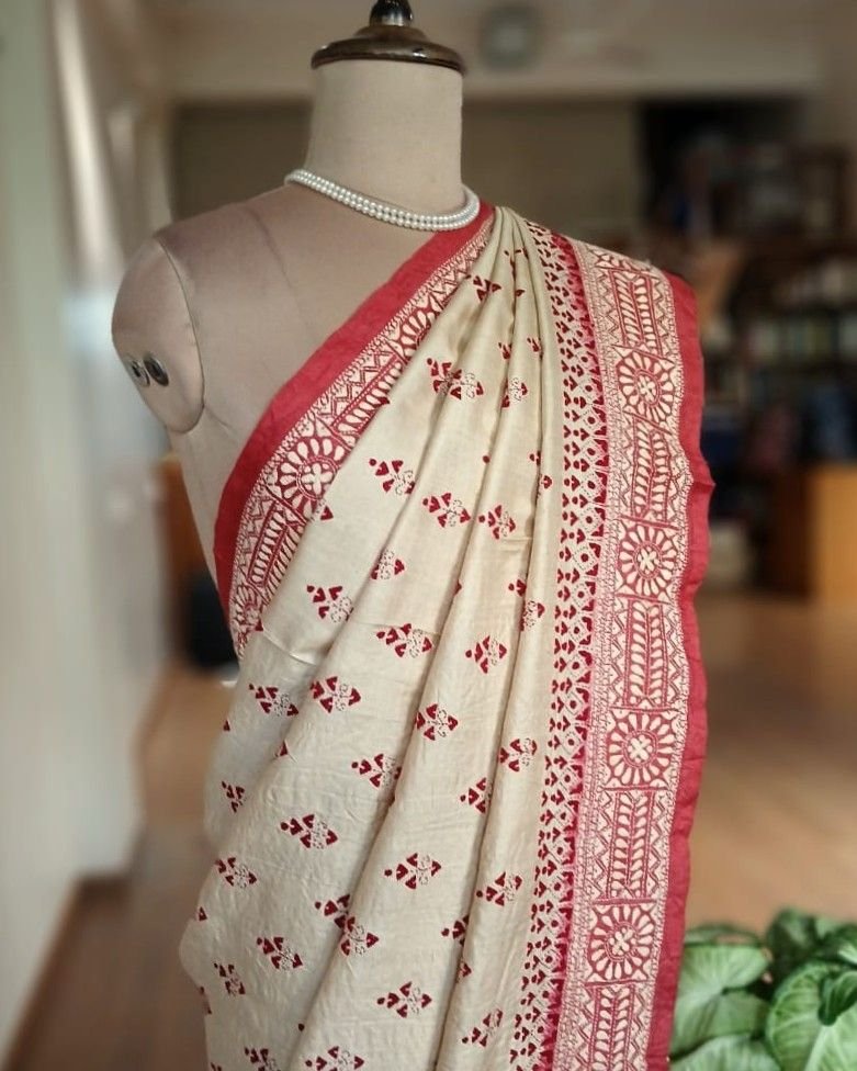 PadmaShree Takdira Begum’s Tussar Silk Kantha Saree – (TSKS0034) - Image 8