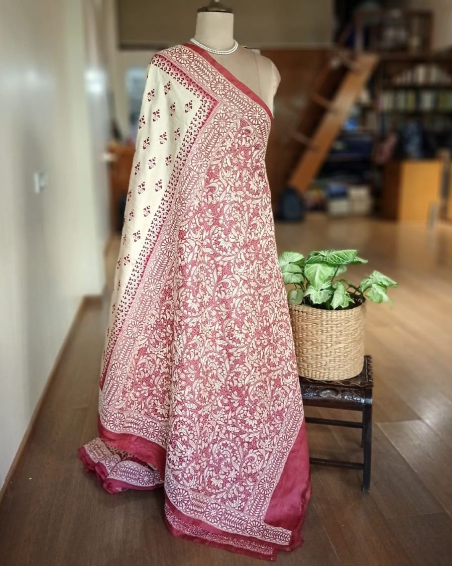PadmaShree Takdira Begum’s Tussar Silk Kantha Saree – (TSKS0034) - Image 9