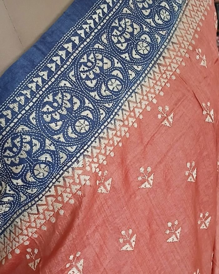 PadmaShree Takdira Begum’s Tussar Silk Kantha Saree – (TSKS0035) - Image 3
