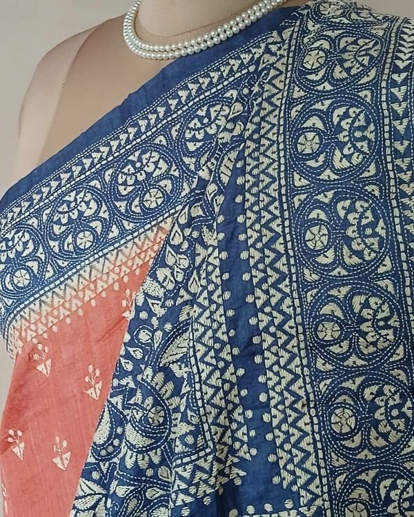 PadmaShree Takdira Begum’s Tussar Silk Kantha Saree – (TSKS0035) - Image 6