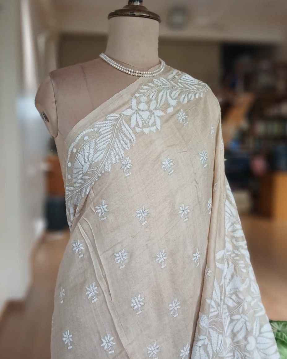 PadmaShree Takdira Begum’s Tussar Silk Kantha Saree – (TSKS0036) - Image 2