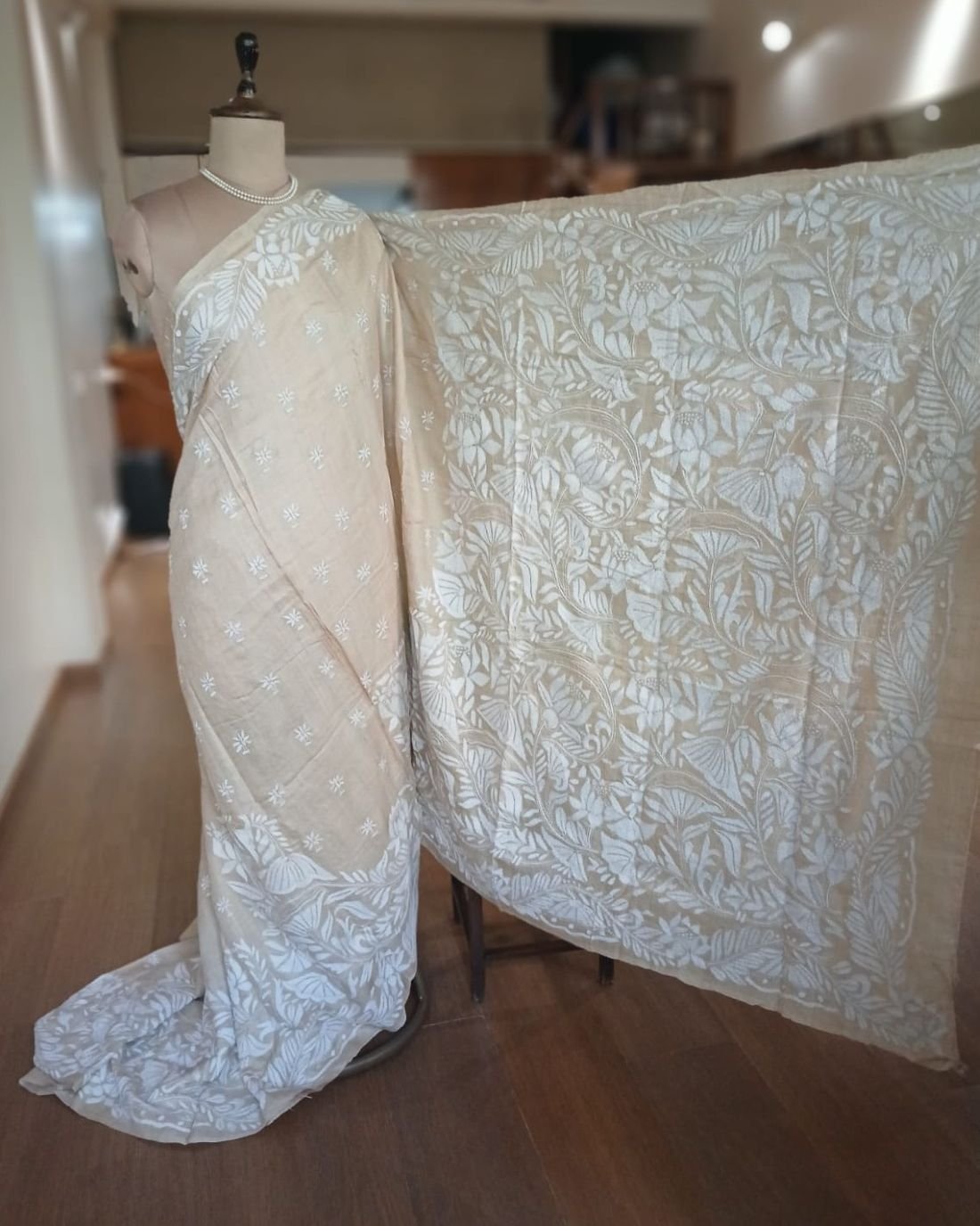 PadmaShree Takdira Begum’s Tussar Silk Kantha Saree – (TSKS0036) - Image 4