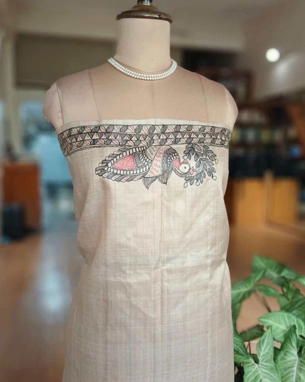Madhubani on Tussar Silk – (MADT0064) - Image 4