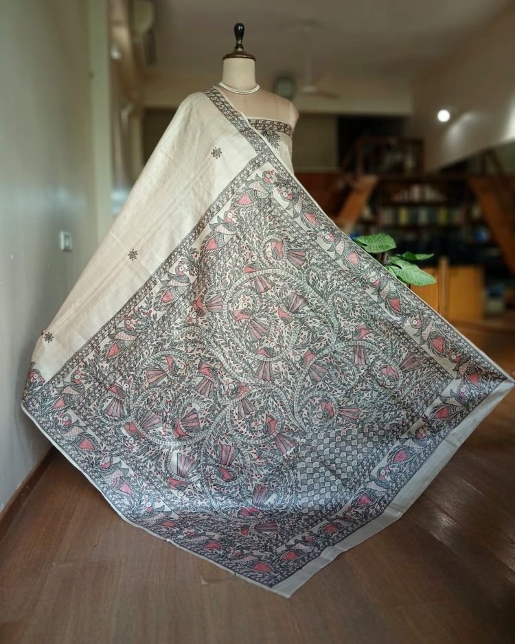 Madhubani on Tussar Silk – (MADT0064) - Image 5