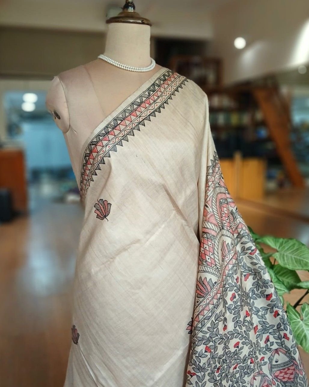 Madhubani on Tussar Silk – (MADT0065) - Image 2