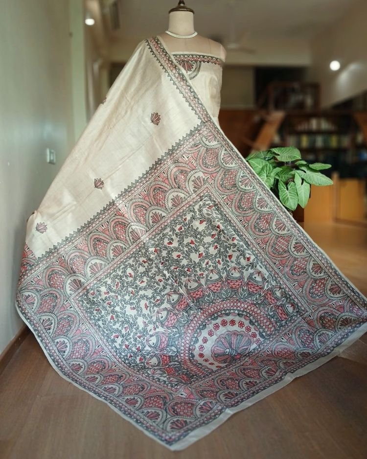Madhubani on Tussar Silk – (MADT0065) - Image 4