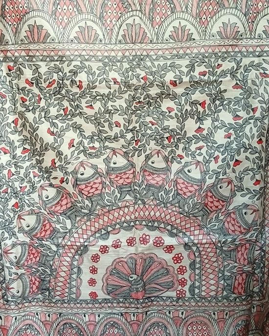 Madhubani on Tussar Silk – (MADT0065) - Image 6