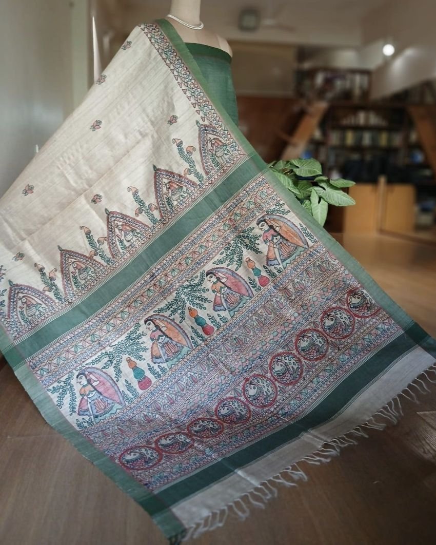 Madhubani on Tussar Silk – (MADT0066) - Image 2