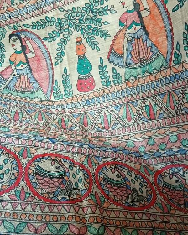 Madhubani on Tussar Silk – (MADT0066) - Image 4