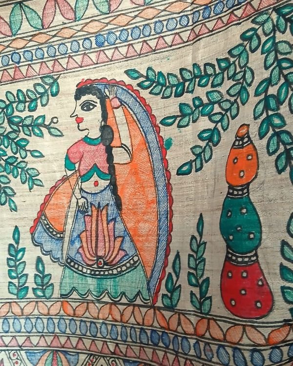 Madhubani on Tussar Silk – (MADT0066) - Image 5