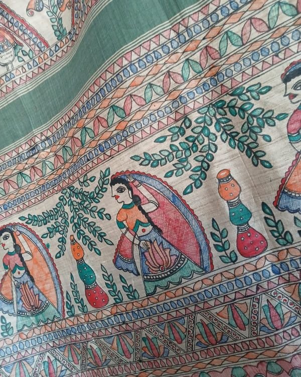 Madhubani on Tussar Silk – (MADT0066) - Image 6