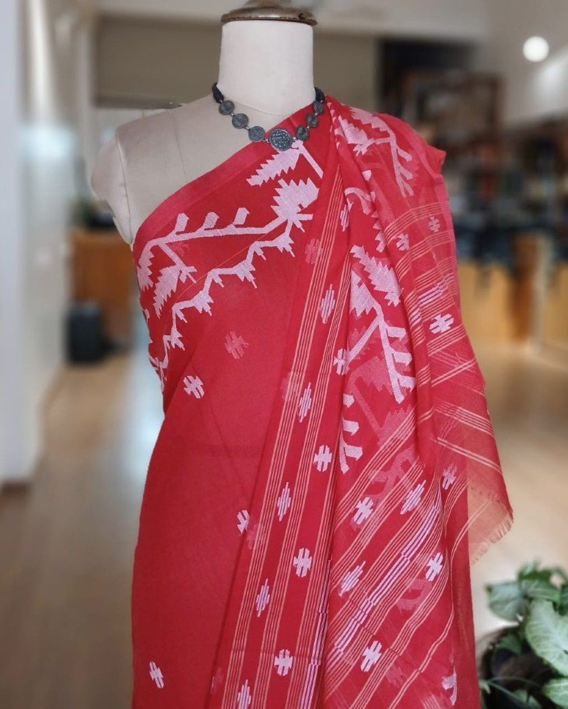 Soft Cotton Jamdani Handweave from Phulia – (JCHS0049) - Image 6