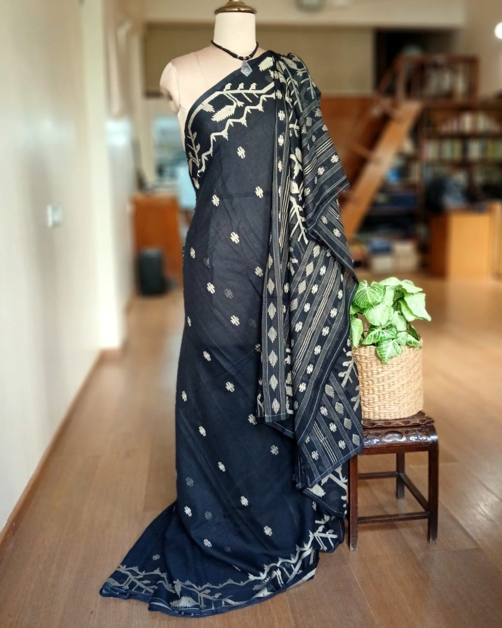 Soft Cotton Jamdani Handweave from Phulia – (JCHS0052) - Image 5